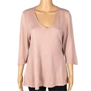 Peruvian Connection blush lightweight V-Neck, swing-style sweater Size XL EUC